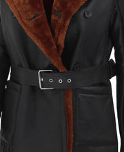 Double Breasted 3/4 Length Shearling Jacket For Women