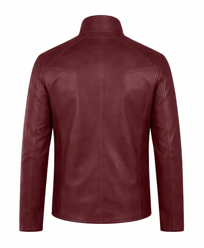 Burgundy Motorcycle Leather Jacket