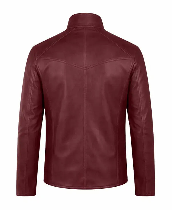 Burgundy Motorcycle Leather Jacket