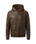 Distressed Brown Leather Hoodie