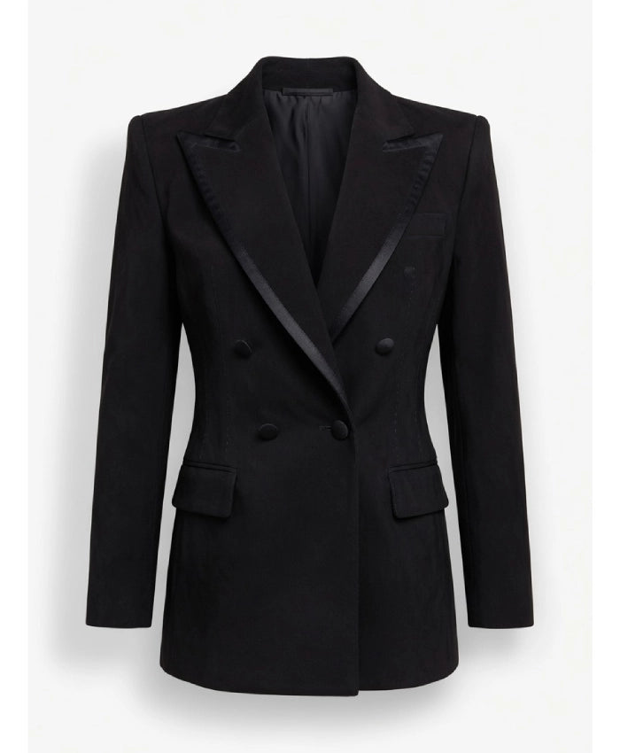 Hannah Waddingham Draped Off The Shoulders Black Blazer