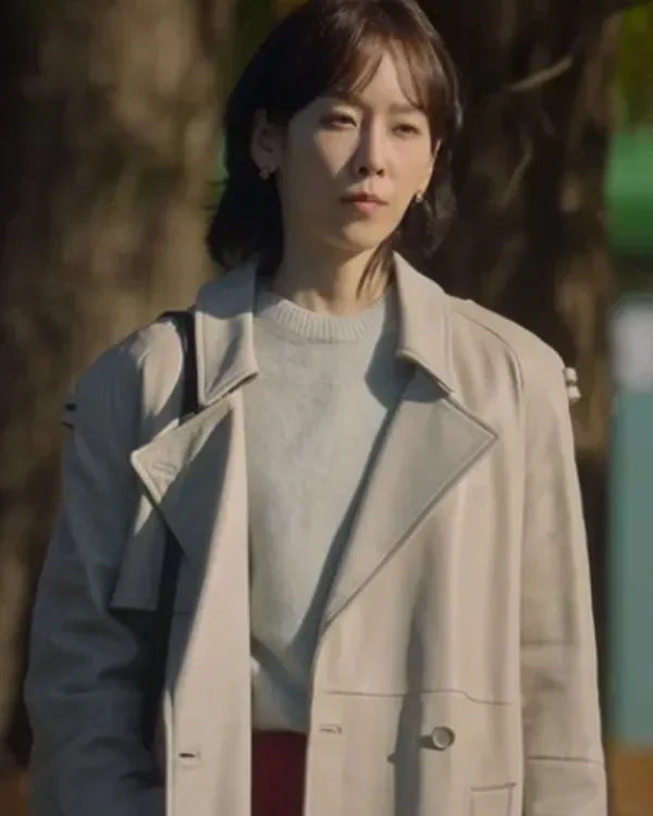 No In-ji The Trunk White Leather Trench Coat