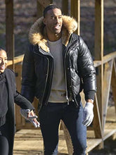 The Bachelor Matt James Black Leather Hooded Jacket
