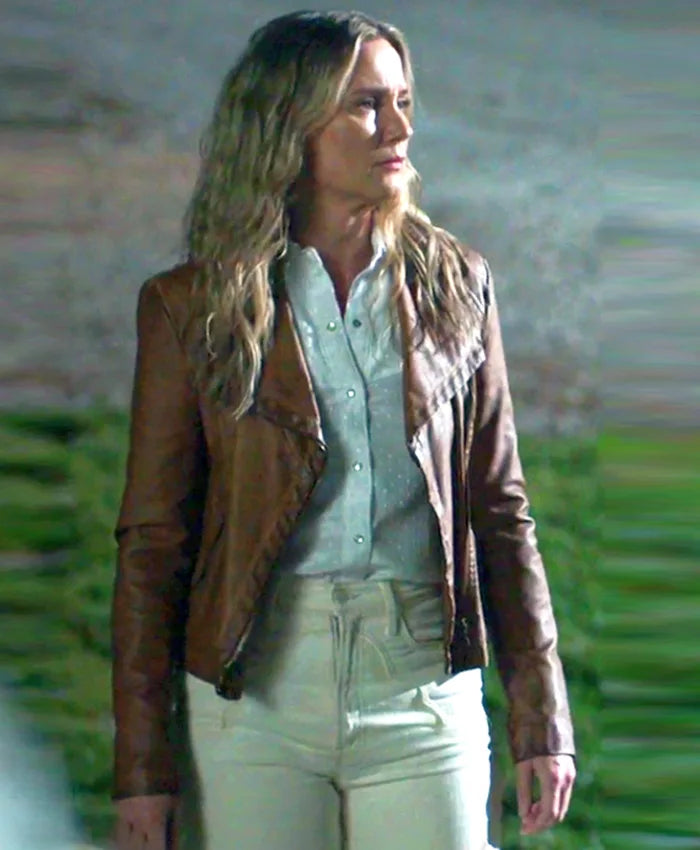 The Bondsman S01 Maryanne Dice Brown Leather Jacket