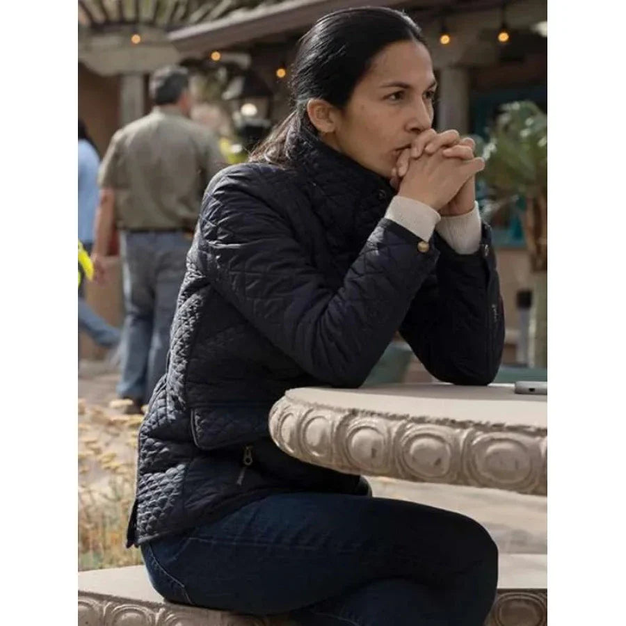 Elodie Yung The Cleaning Lady S01 Black Quilted Jacket