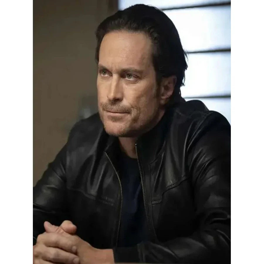 Oliver Hudson The Cleaning Lady Black Leather Jacket