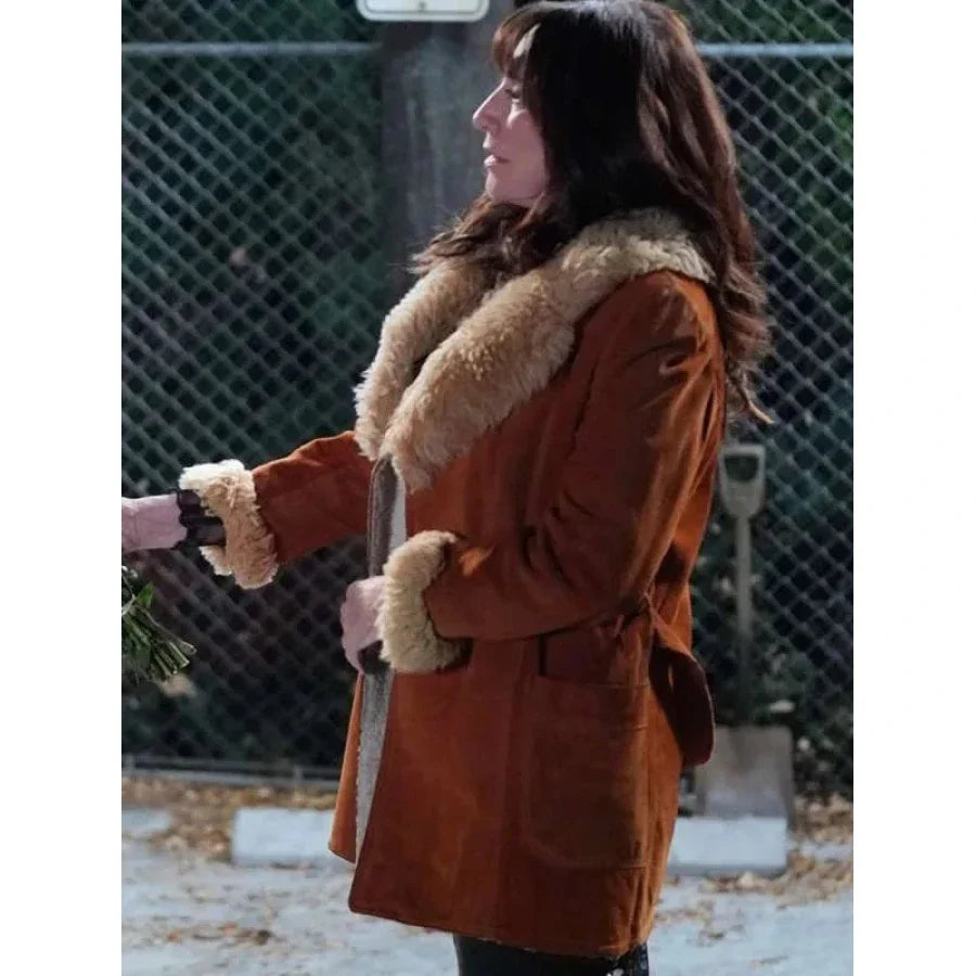 Katey Sagal The Conners Shearling Brown Coat