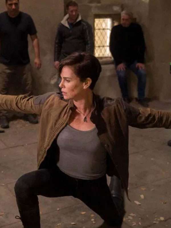 Charlize Theron The Old Guard Brown Jacket
