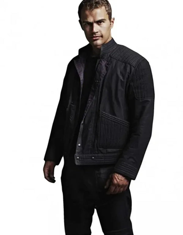 Theo James Divergent Black Leather Jacket