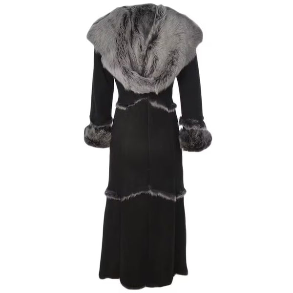 Black Shearling Leather Jacket For Womens