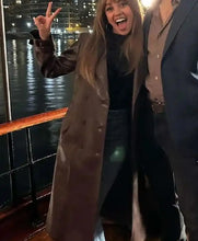 Max Mitchell Wild Cards 2024 Brown Leather Trench Coat For Women