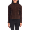 Quilted Mocha Suede Jacket Women, Brown