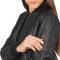 Ava Ma-1 Leather Bomber Jacket Women, Black