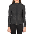 Kelsee Distressed Leather Biker Jacket Women, Black