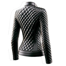 Women Elegant Quilted Black Leather Jacket