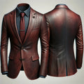Executive Maroon Leather Blazer For Men