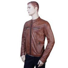 Noora men's Brown leather Motorcycle Biker jacket
