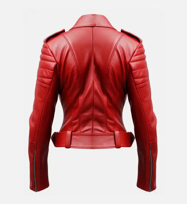 Women’s Premium Red Biker Leather Jacket