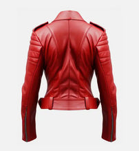 Women’s Premium Red Biker Leather Jacket