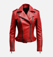 Women’s Premium Red Biker Leather Jacket