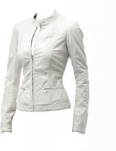 Faux Leather Biker Jacket Women, White