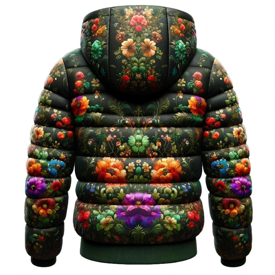 Floral Print Women Puffer Jacket